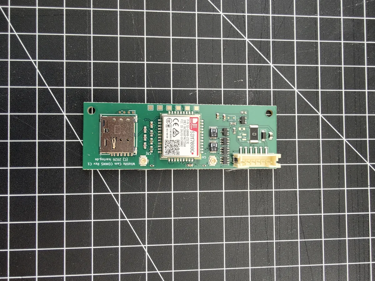 COMMS add-on board Rev C1 with SIM7080G module and SIM card holder